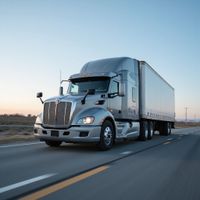 Commercial truck on highway representing freight delivery services